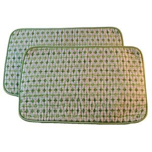 Vintage Kitchen Aid Placemats Set Of 2 Green Diamond Terry Cloth Retro 60s 12x18